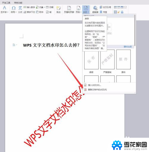 wpsword去除水印 WPS文字文档如何去掉水印